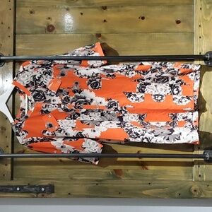 YOANA BARASCHI FLORAL DRESS ORANGE BLACK WHITE SIZE MEDIUM